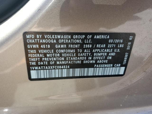 VIN 1VWAT7A3XFC084524 2015 Volkswagen Passat, S no.12