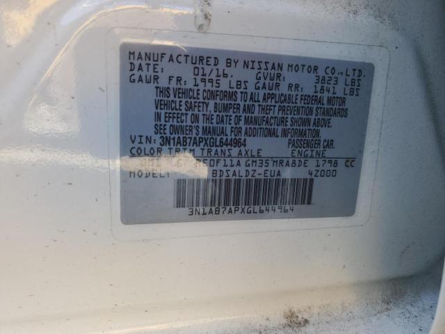 2016 NISSAN SENTRA S - 3N1AB7APXGL644964