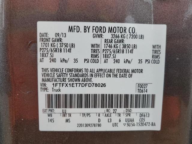 VIN 1FTFX1ET7DFD78026 2013 Ford F-150, Super Cab no.12