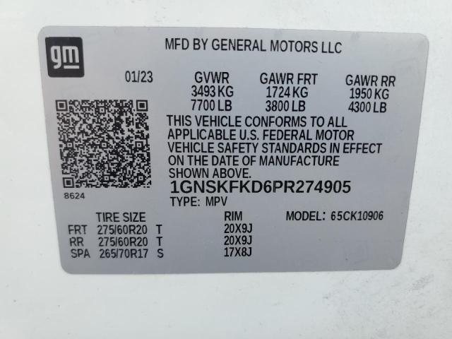 2023 CHEVROLET SUBURBAN K - 1GNSKFKD6PR274905