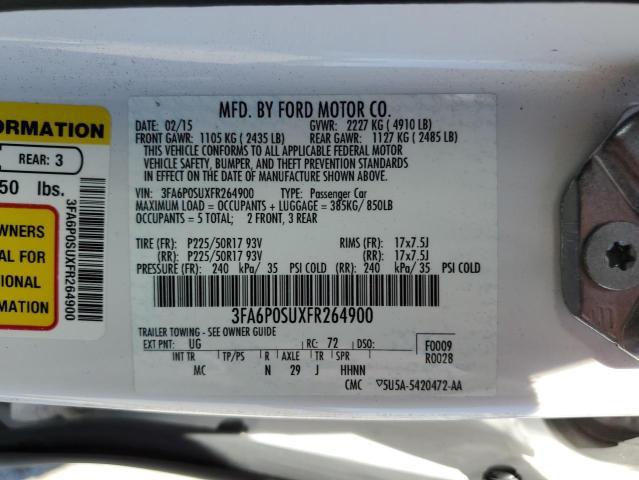 VIN 3FA6P0SUXFR264900 2015 Ford Fusion, Titanium Phev no.12