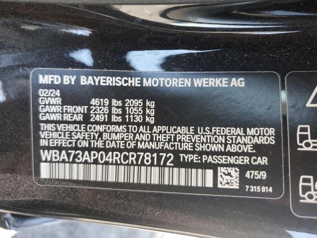 VIN WBA73AP04RCR78172 2024 BMW 4 Series, 430XI no.12