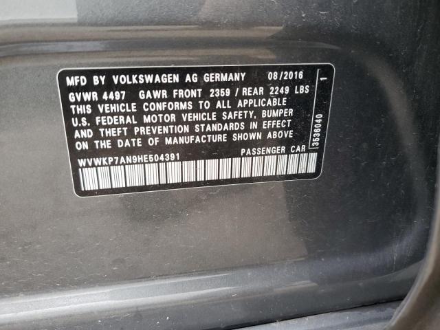 2017 VOLKSWAGEN CC SPORT - WVWKP7AN9HE504391