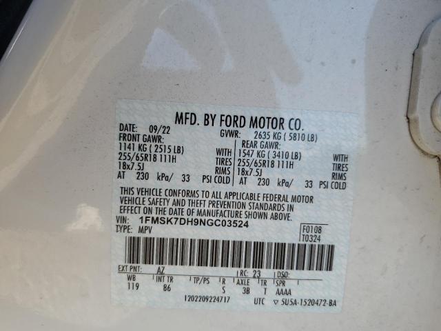 2022 FORD EXPLORER X - 1FMSK7DH9NGC03524