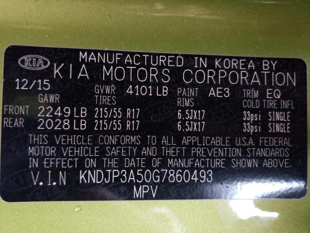 VIN KNDJP3A50G7860493 2016 KIA Soul, + no.12