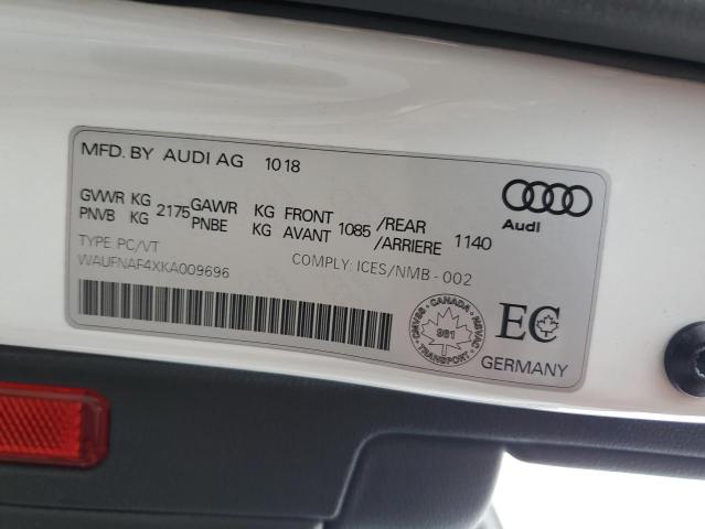 2019 AUDI A4 PRESTIG WAUFNAF4XKA009696