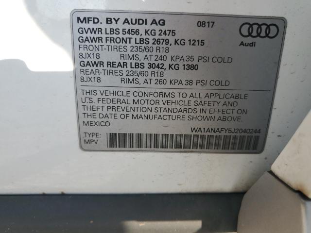 VIN WA1ANAFY5J2040244 2018 Audi Q5, Premium no.13