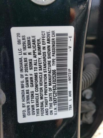 2020 HONDA CIVIC SPOR - 19XFC2F83LE025366