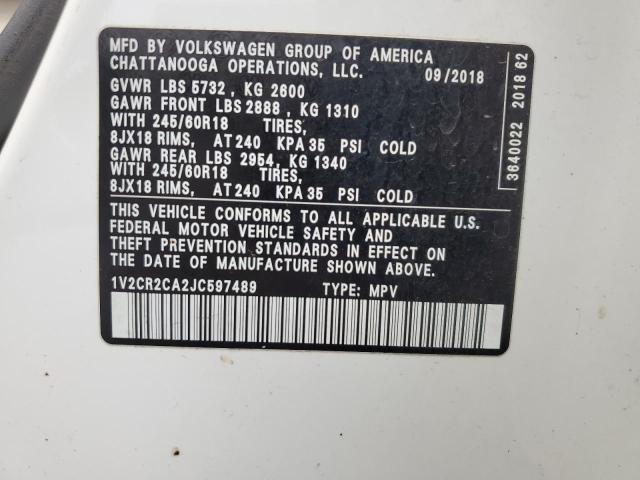 VIN 1V2CR2CA2JC597489 2018 Volkswagen Atlas, SE no.13