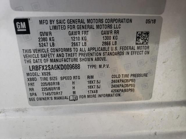 VIN LRBFX2SA6KD009688 2019 Buick Envision, Essence no.13