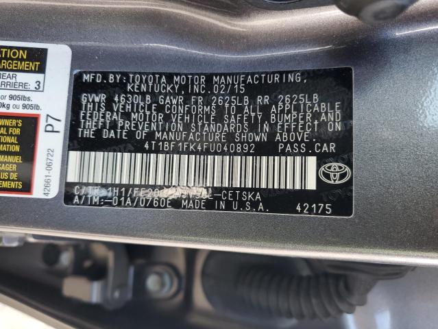 VIN 4T1BF1FK4FU040892 2015 Toyota Camry, LE no.12