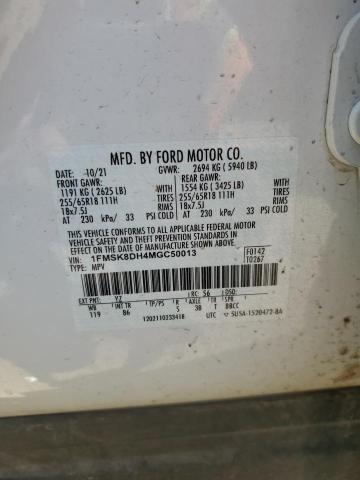 2021 FORD EXPLORER X - 1FMSK8DH4MGC50013