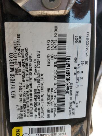 VIN 3FA6P0HD6KR168781 2019 Ford Fusion, SE no.12