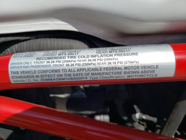 2017 DUCATI MONSTER 79 ZDMMADBM1HB002074