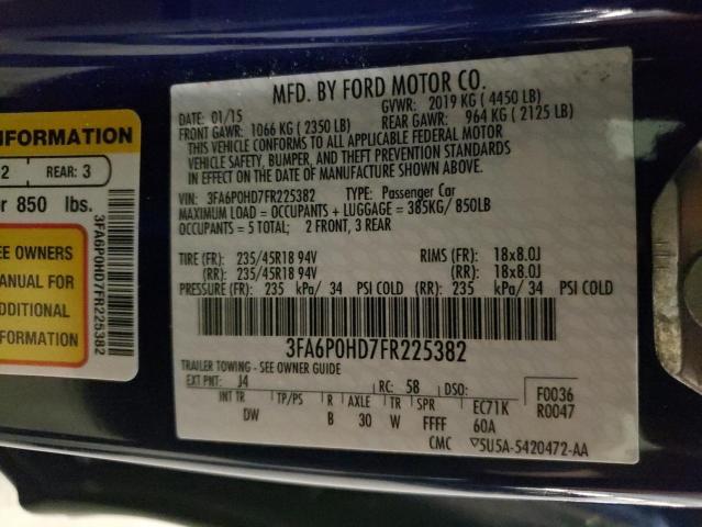 2015 FORD FUSION SE - 3FA6P0HD7FR225382