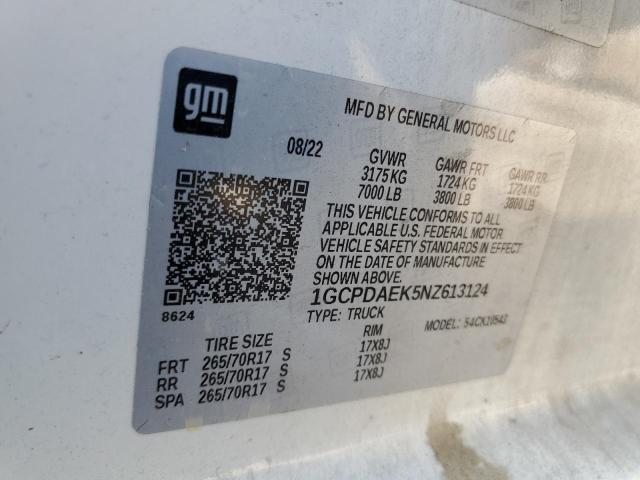 2022 CHEVROLET SILVERADO - 1GCPDAEK5NZ613124