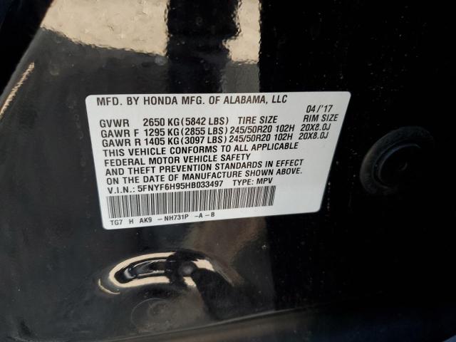 2017 HONDA PILOT TOUR - 5FNYF6H95HB033497