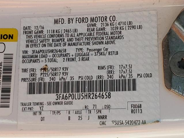 VIN 3FA6P0LU5HR264658 2017 Ford Fusion, Se Hybrid no.12