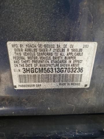 2003 HONDA ACCORD LX 3HGCM56313G703236  67684194