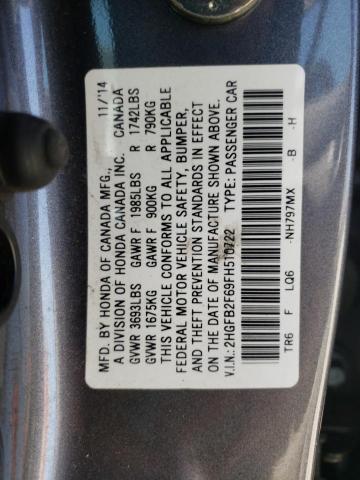 2015 HONDA CIVIC HF 2HGFB2F69FH510722