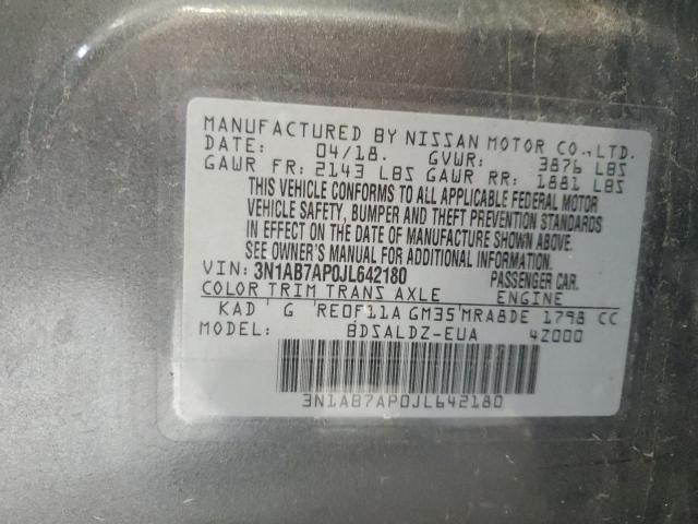 VIN 3N1AB7AP0JL642180 2018 Nissan Sentra, S no.12