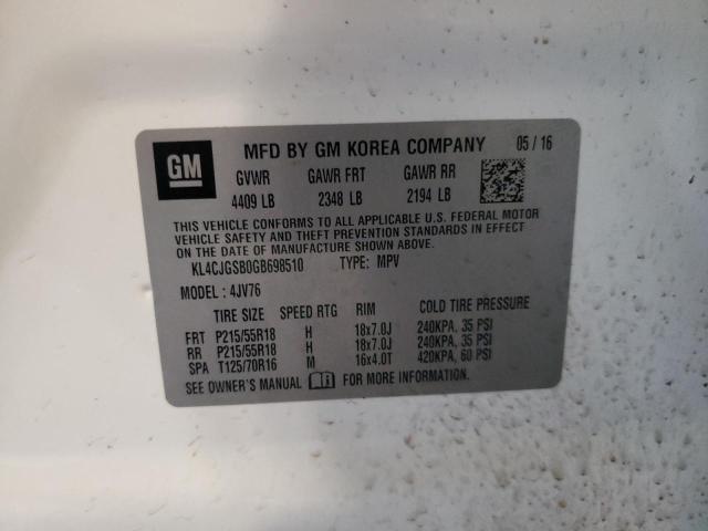 VIN KL4CJGSB0GB698510 2016 Buick Encore no.13