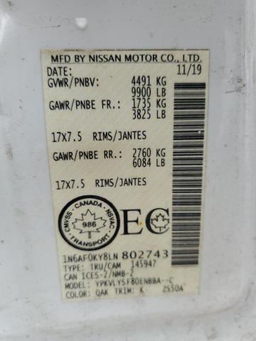 2020 NISSAN NV 2500 SV - 1N6AF0KY8LN802743