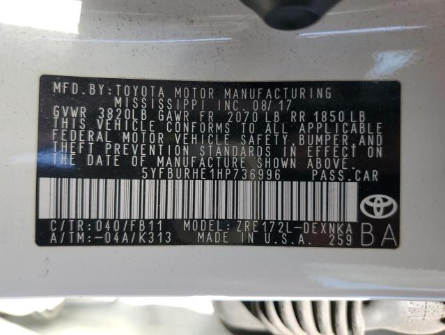 VIN 5YFBURHE1HP736996 2017 Toyota Corolla, L no.13