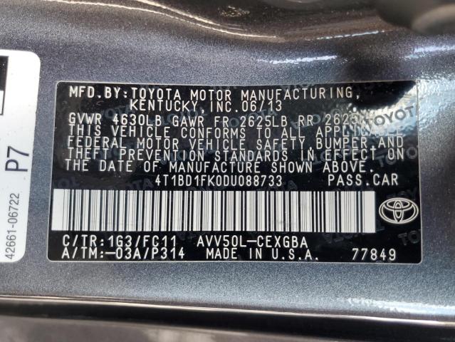 VIN 4T1BD1FK0DU088733 2013 Toyota Camry, Hybrid no.12