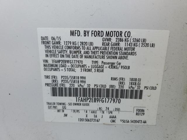 VIN 1FAHP2E89FG177970 2015 Ford Taurus, Sel no.12