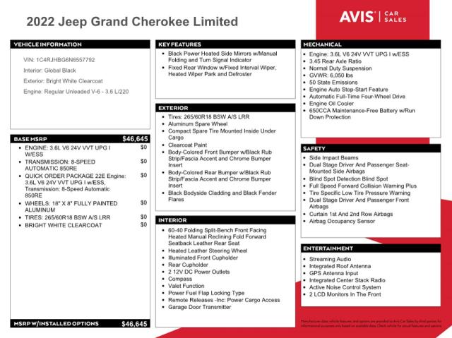 2022 JEEP GRAND CHER - 1C4RJHBG6N8557792