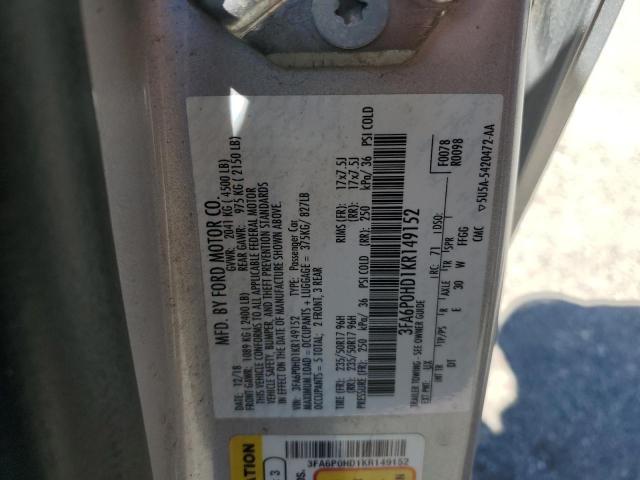 VIN 3FA6P0HD1KR149152 2019 Ford Fusion, SE no.12