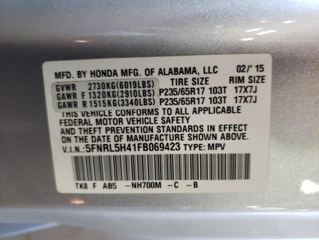 VIN 5FNRL5H41FB069423 2015 Honda Odyssey, EX no.13