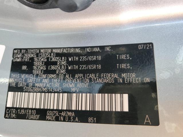 VIN 5TDGZRBH7MS143445 2021 Toyota Highlander, Xle no.13