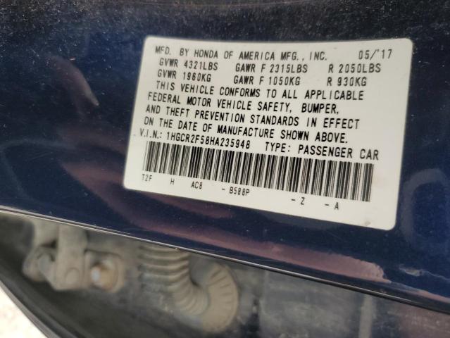 VIN 1HGCR2F58HA235948 2017 Honda Accord, Sport no.12