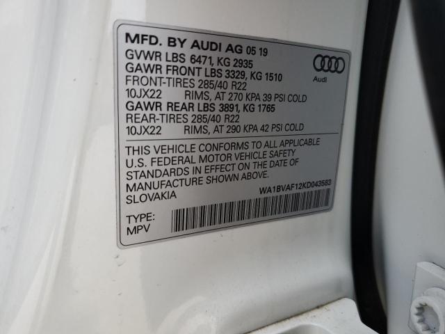 2019 AUDI Q8 PREMIUM - WA1BVAF12KD043583
