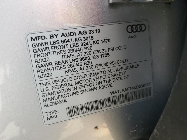 VIN WA1LAAF74KD038177 2019 Audi Q7, Premium Plus no.13