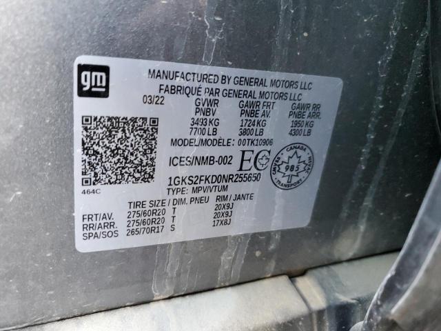 2022 GMC YUKON XL K - 1GKS2FKD0NR255650