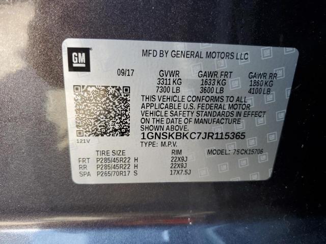 2018 CHEVROLET TAHOE K150 - 1GNSKBKC7JR115365