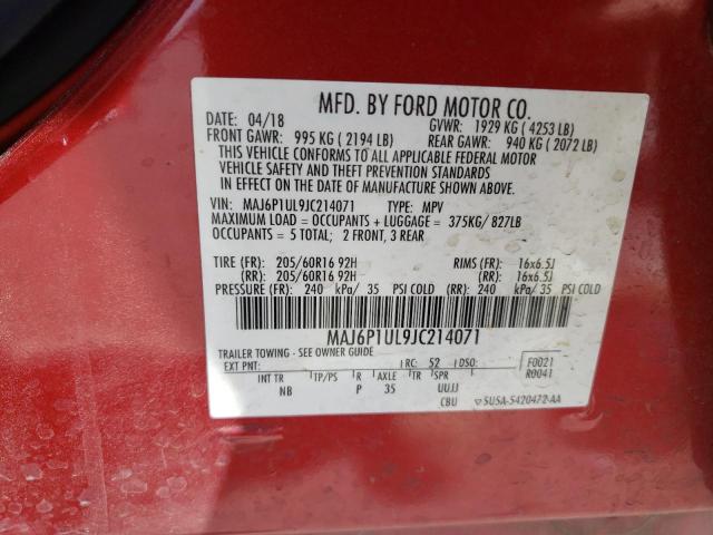 2018 FORD ECOSPORT S - MAJ6P1UL9JC214071