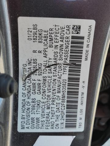 2021 HONDA CIVIC SPOR - 2HGFC2F88MH535820