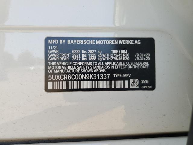 VIN 5UXCR6C00N9K31337 2022 BMW X5, Xdrive40I no.13