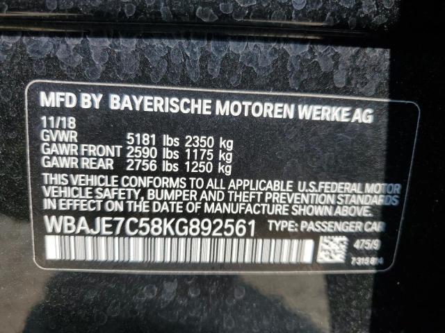 VIN WBAJE7C58KG892561 2019 BMW 5 Series, 540 XI no.12