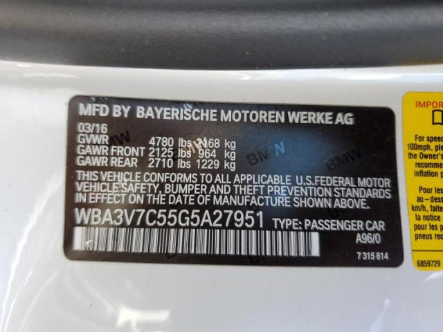 VIN WBA3V7C55G5A27951 2016 BMW 4 Series, 428 I Sulev no.12