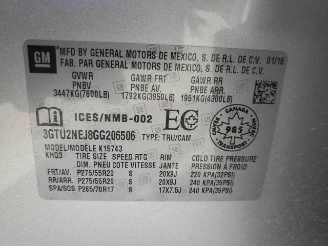 2016 GMC SIERRA K15 - 3GTU2NEJ8GG206506