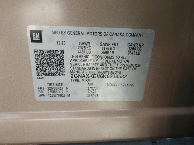 2019 CHEVROLET EQUINOX LT - 2GNAXKEV6K6208532