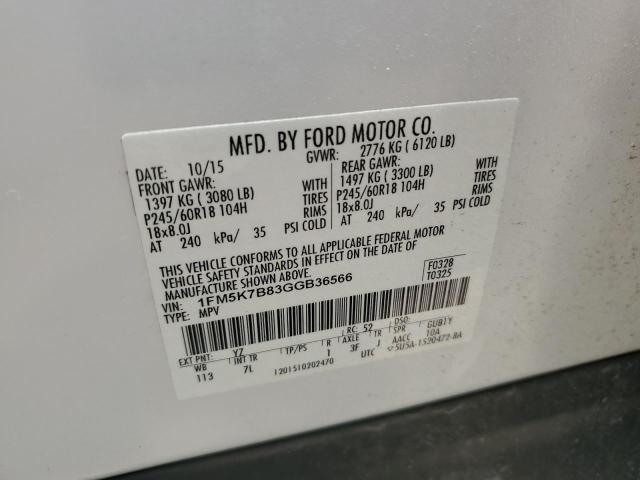 2016 FORD EXPLORER - 1FM5K7B83GGB36566