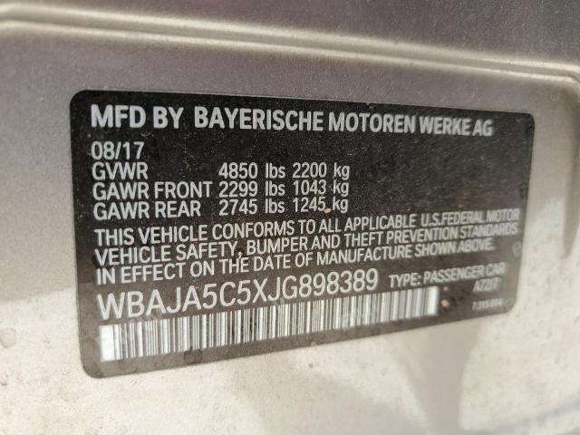 VIN WBAJA5C5XJG898389 2018 BMW 5 Series, 530 I no.12