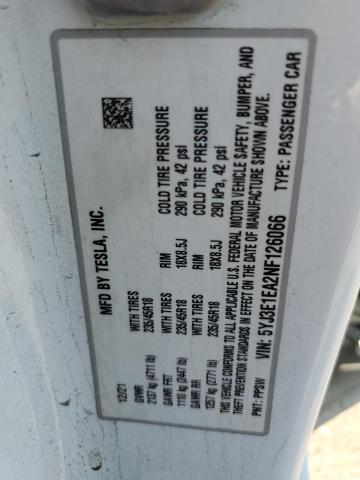 2022 TESLA MODEL 3 - 5YJ3E1EA2NF126066