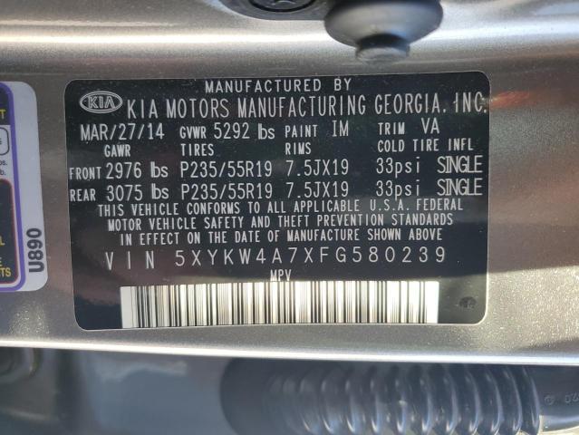 VIN 5XYKW4A7XFG580239 2015 KIA Sorento, SX no.13